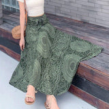 Maxbell Fashion Women Skirts Bottom Skirt Costume Bohemian High Waist Clothing green
