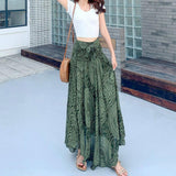 Maxbell Fashion Women Skirts Bottom Skirt Costume Bohemian High Waist Clothing green
