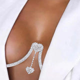 Maxbell Shiny Rhinestone Chest Bracket Bra Chain Body Jewelry Nightclub Beach Party Silver