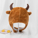 Maxbell Cute Cow Beanie Headgear Adults Kids Fancy Dress Plush Animal Winter Hat Brown