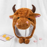 Maxbell Cute Cow Beanie Headgear Adults Kids Fancy Dress Plush Animal Winter Hat Brown