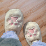 Maxbell Cute Winter Slippers Indoor On Warm Adults Fall Kids L White