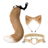 Maxbell Faux Fur Cat Ears and Tail Set Costume Fancy Dress Gift for Stage Shows Khaki