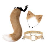 Maxbell Faux Fur Cat Ears and Tail Set Costume Fancy Dress Gift for Stage Shows Khaki