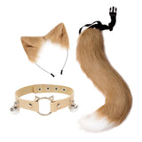 Maxbell Faux Fur Cat Ears and Tail Set Costume Fancy Dress Gift for Stage Shows Khaki