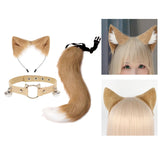Maxbell Faux Fur Cat Ears and Tail Set Costume Fancy Dress Gift for Stage Shows Khaki