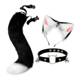 Maxbell Faux Fur Cat Ears and Tail Set Costume Fancy Dress Gift for Stage Shows Black White