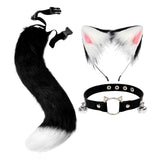 Maxbell Faux Fur Cat Ears and Tail Set Costume Fancy Dress Gift for Stage Shows Black White