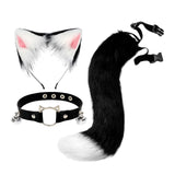 Maxbell Faux Fur Cat Ears and Tail Set Costume Fancy Dress Gift for Stage Shows Black White