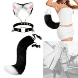 Maxbell Faux Fur Cat Ears and Tail Set Costume Fancy Dress Gift for Stage Shows Black White