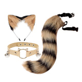 Maxbell Faux Fur Cat Ears and Tail Set Costume Fancy Dress Gift for Stage Shows Black Yellow
