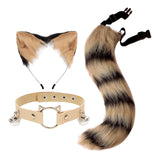 Maxbell Faux Fur Cat Ears and Tail Set Costume Fancy Dress Gift for Stage Shows Black Yellow