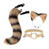 Maxbell Faux Fur Cat Ears and Tail Set Costume Fancy Dress Gift for Stage Shows Black Yellow