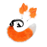 Maxbell Faux tail fox Furry Easy wearing Clip Ears for Women Teen Halloween Orange White
