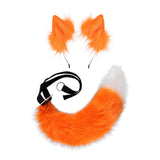Maxbell Faux tail fox Furry Easy wearing Clip Ears for Women Teen Halloween Orange White