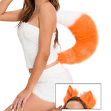 Maxbell Faux tail fox Furry Easy wearing Clip Ears for Women Teen Halloween Orange White