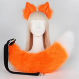 Maxbell Faux tail fox Furry Easy wearing Clip Ears for Women Teen Halloween Orange White