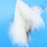 Maxbell Faux tail fox Furry Easy wearing Clip Ears for Women Teen Halloween White Black