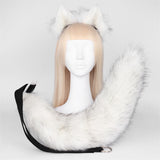 Maxbell Faux tail fox Furry Easy wearing Clip Ears for Women Teen Halloween White Black