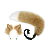 Maxbell Faux tail fox Furry Easy wearing Clip Ears for Women Teen Halloween Camel of White