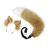 Maxbell Faux tail fox Furry Easy wearing Clip Ears for Women Teen Halloween Camel of White