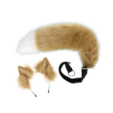 Maxbell Faux tail fox Furry Easy wearing Clip Ears for Women Teen Halloween Camel of White