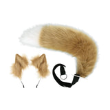 Maxbell Faux tail fox Furry Easy wearing Clip Ears for Women Teen Halloween Camel of White