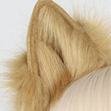 Maxbell Faux tail fox Furry Easy wearing Clip Ears for Women Teen Halloween Camel of White