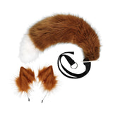 Maxbell Faux tail fox Furry Easy wearing Clip Ears for Women Teen Halloween Brown and White
