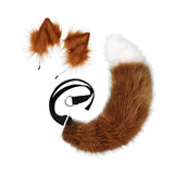 Maxbell Faux tail fox Furry Easy wearing Clip Ears for Women Teen Halloween Brown and White