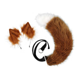 Maxbell Faux tail fox Furry Easy wearing Clip Ears for Women Teen Halloween Brown and White
