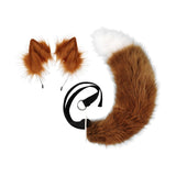 Maxbell Faux tail fox Furry Easy wearing Clip Ears for Women Teen Halloween Brown and White