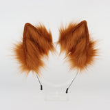 Maxbell Faux tail fox Furry Easy wearing Clip Ears for Women Teen Halloween Brown and White