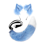 Maxbell Faux tail fox Furry Easy wearing Clip Ears for Women Teen Halloween Blue White
