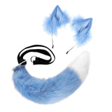 Maxbell Faux tail fox Furry Easy wearing Clip Ears for Women Teen Halloween Blue White