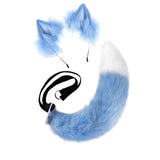 Maxbell Faux tail fox Furry Easy wearing Clip Ears for Women Teen Halloween Blue White