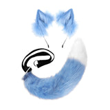 Maxbell Faux tail fox Furry Easy wearing Clip Ears for Women Teen Halloween Blue White
