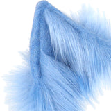 Maxbell Faux tail fox Furry Easy wearing Clip Ears for Women Teen Halloween Blue White