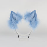 Maxbell Faux tail fox Furry Easy wearing Clip Ears for Women Teen Halloween Blue White