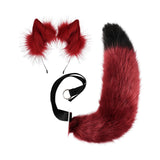 Maxbell Faux tail fox Furry Easy wearing Clip Ears for Women Teen Halloween Red Black