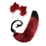 Maxbell Faux tail fox Furry Easy wearing Clip Ears for Women Teen Halloween Red Black