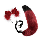 Maxbell Faux tail fox Furry Easy wearing Clip Ears for Women Teen Halloween Red Black