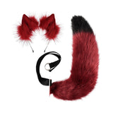 Maxbell Faux tail fox Furry Easy wearing Clip Ears for Women Teen Halloween Red Black