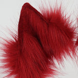 Maxbell Faux tail fox Furry Easy wearing Clip Ears for Women Teen Halloween Red Black