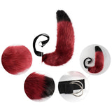 Maxbell Faux tail fox Furry Easy wearing Clip Ears for Women Teen Halloween Red Black