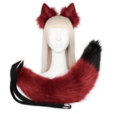 Maxbell Faux tail fox Furry Easy wearing Clip Ears for Women Teen Halloween Red Black