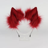 Maxbell Faux tail fox Furry Easy wearing Clip Ears for Women Teen Halloween Red Black