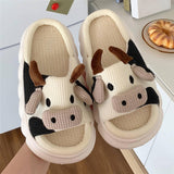 Maxbell Linen Cotton Slippers Open Toe Non Slip Sho Comfortable for Bedroom 40-41