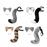 Maxbell Faux Fur Long Tail Costume Dress Fox Ears Hair Hoop Performance Gray