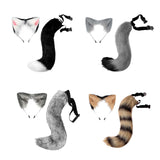 Maxbell Faux Fur Long Tail Costume Dress Fox Ears Hair Hoop Performance Gray